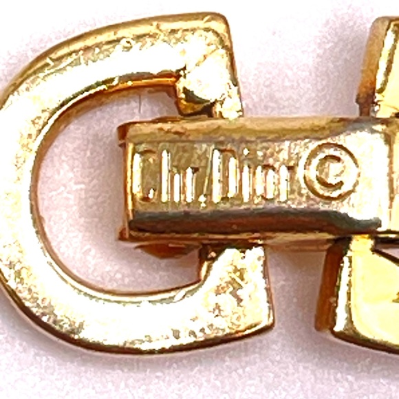 Christian Dior Signed Gold Plate Single Rhinestone Bracelet 7" - Picture 5 of 11